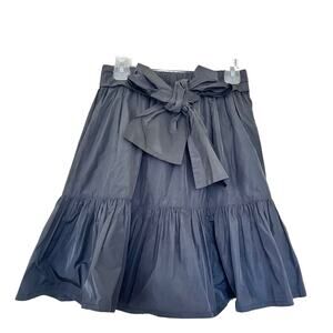 MSGM girls designer black satin full  midi tiered skirt with bow size 14